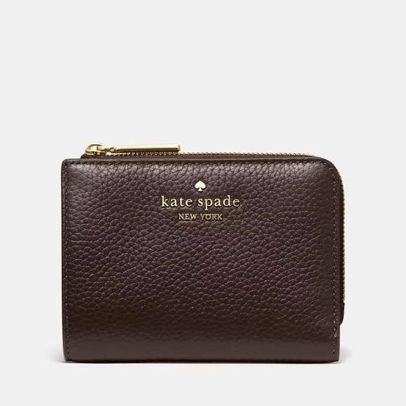 ♠️Kate Spade Lena Pebbled Leather Small Bifold Wallet, Chocolate Hot Fudge NWT - Picture 1 of 5